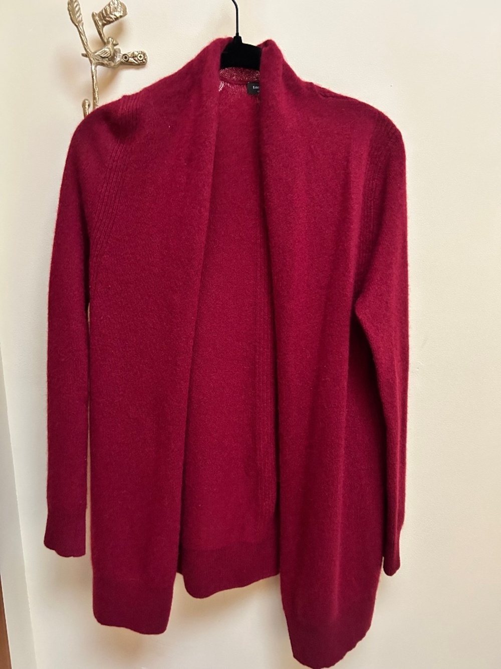 Saks Fifth Avenue 100% Cashmere Open Cardigan – Burgundy Sweater-Small